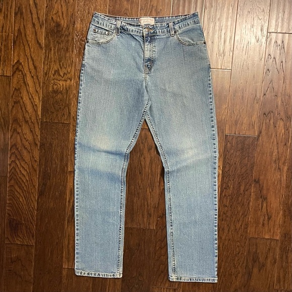 Levi Strauss Signature Stretch Mid Rise Straight Leg Denim Blue Jeans - Picture 1 of 8